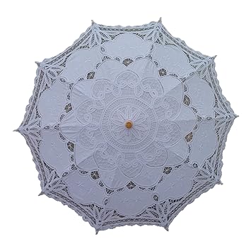 AEAOA White Lace Parasol Umbrella Wedding Bridal 30 inch Adult Size