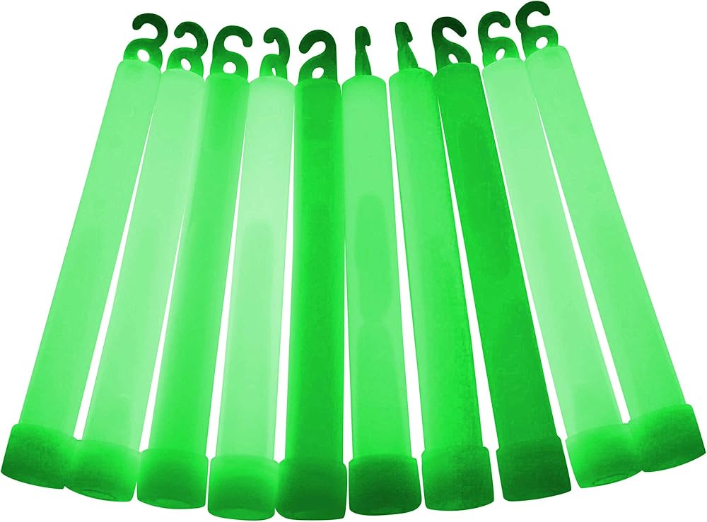 Glowtopia 6 Inch Premium 15mm Green Glow Sticks 10 Pack Safe Party Fun