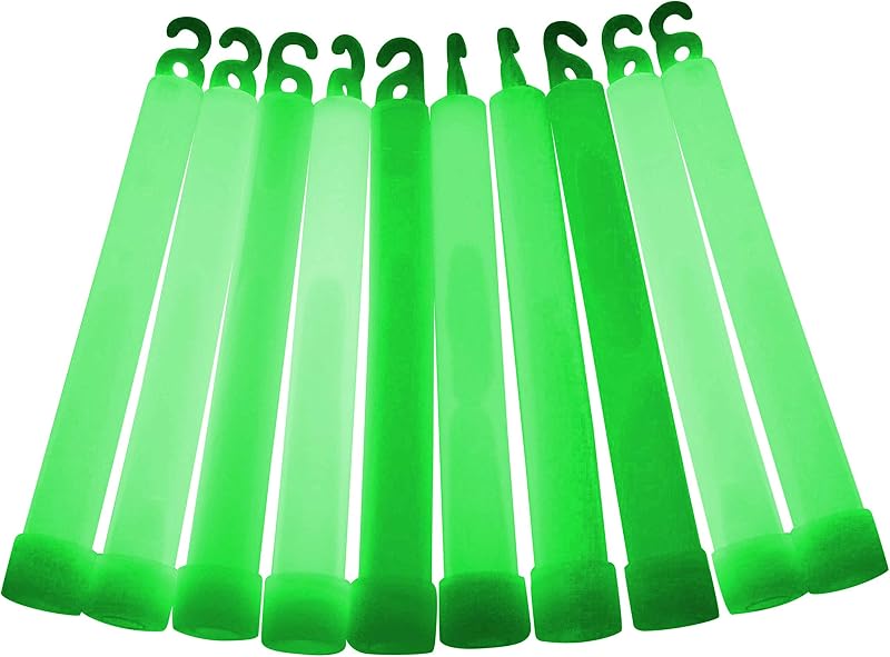 Glowtopia 6 Inch Premium 15mm Green Glow Sticks 10 Pack Safe Party Fun
