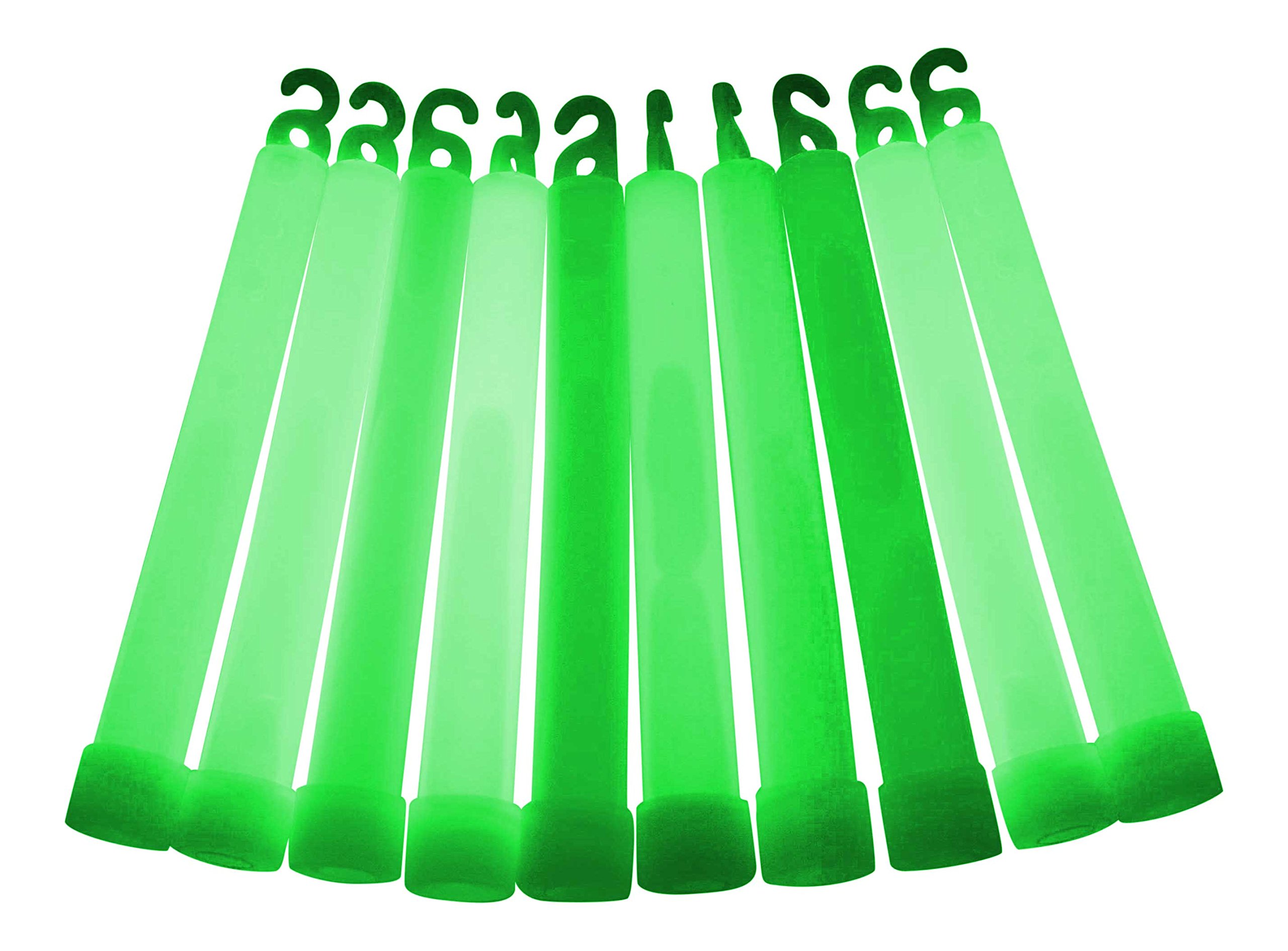 6 inch Premium (15mm) Glow Sticks (10 Pack, Green)