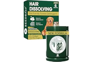 SEEDSHUB Pet Hair Remover for Laundry - Dog & Cat, Upgraded Higher Hair Dissolution, Detergent + Stain Remover, 6-Month Supply, HE/Top/Front-Load Compatible, Removes Residue & Odors, Septic Safe