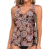Tempt Me Women Tankini Top Only Flowy Swim Tops V Neck Bathing Suit Top