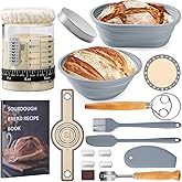 Angadona Sourdough Starter Kit, Sourdough Bread Baking Supplies, 40oz Sourdough Starter Jar, 9" Round & 10" Oval Silicone Bread Proofing Baskets Set, Bread baking tools,Silicone bread Sling