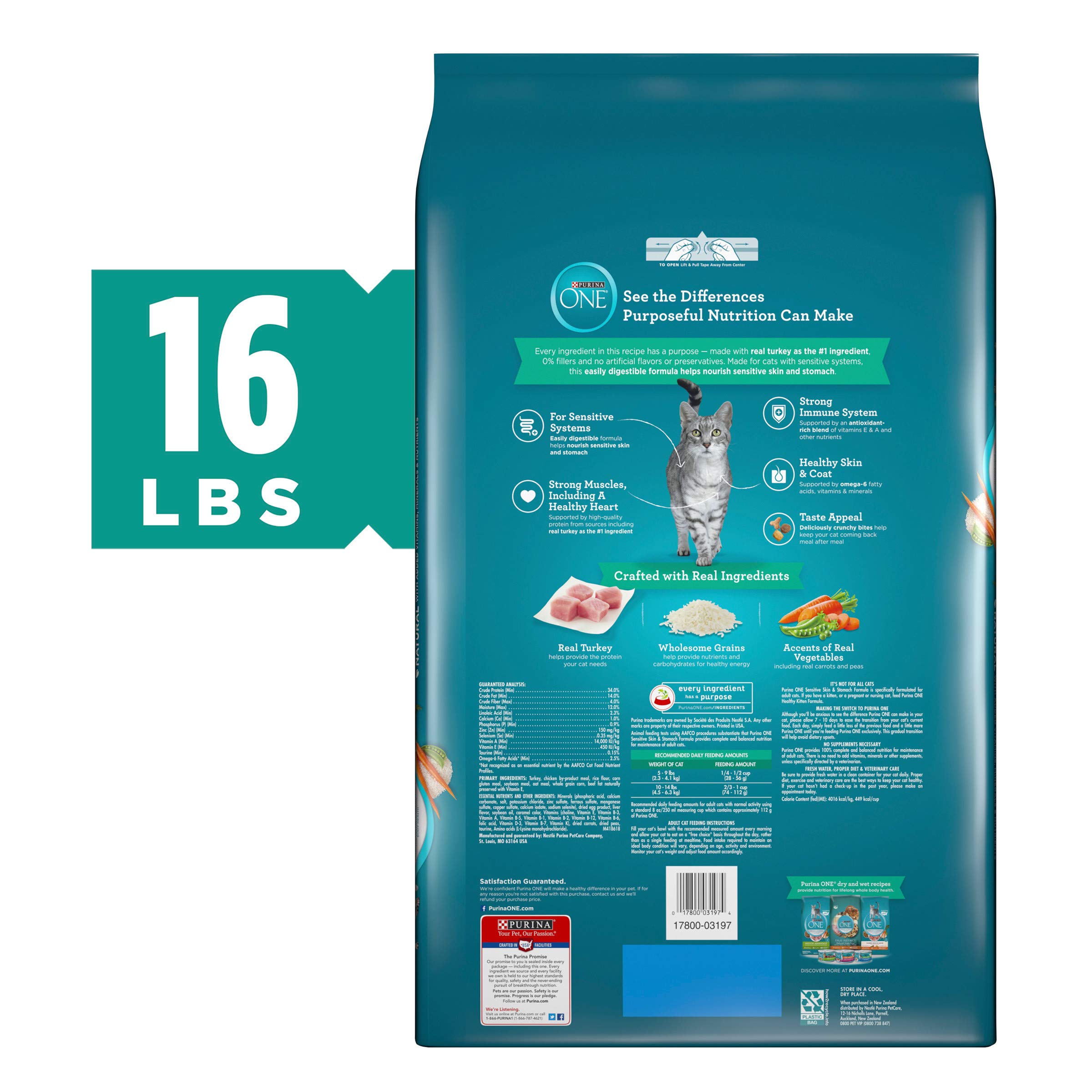 Purina ONE Sensitive Stomach, Sensitive Skin, Natural Dry Cat Food