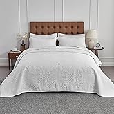 Oversized King Bedspreads 128x120 Lightweight Quilt Set for Extra Tall Wide King or Cal King Bed Includes 1 Quilt 2 Pillow Shams White