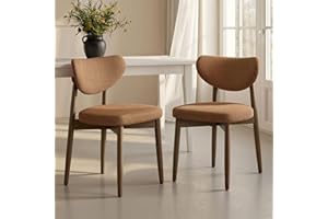 VASAGLE Wooden Dining Chairs Set of 2, Upholstered Kitchen Chairs with Solid Wood Legs, Ergonomic Curved Backrest, Built-in H