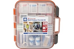 24/7 First Aid OSHA Compliant First aid Kit, All-Purpose 100-Person Emergency First Aid Kit for Business, Home, and Car in Plastic Case with Easy-Slide Latches, 336 Pieces