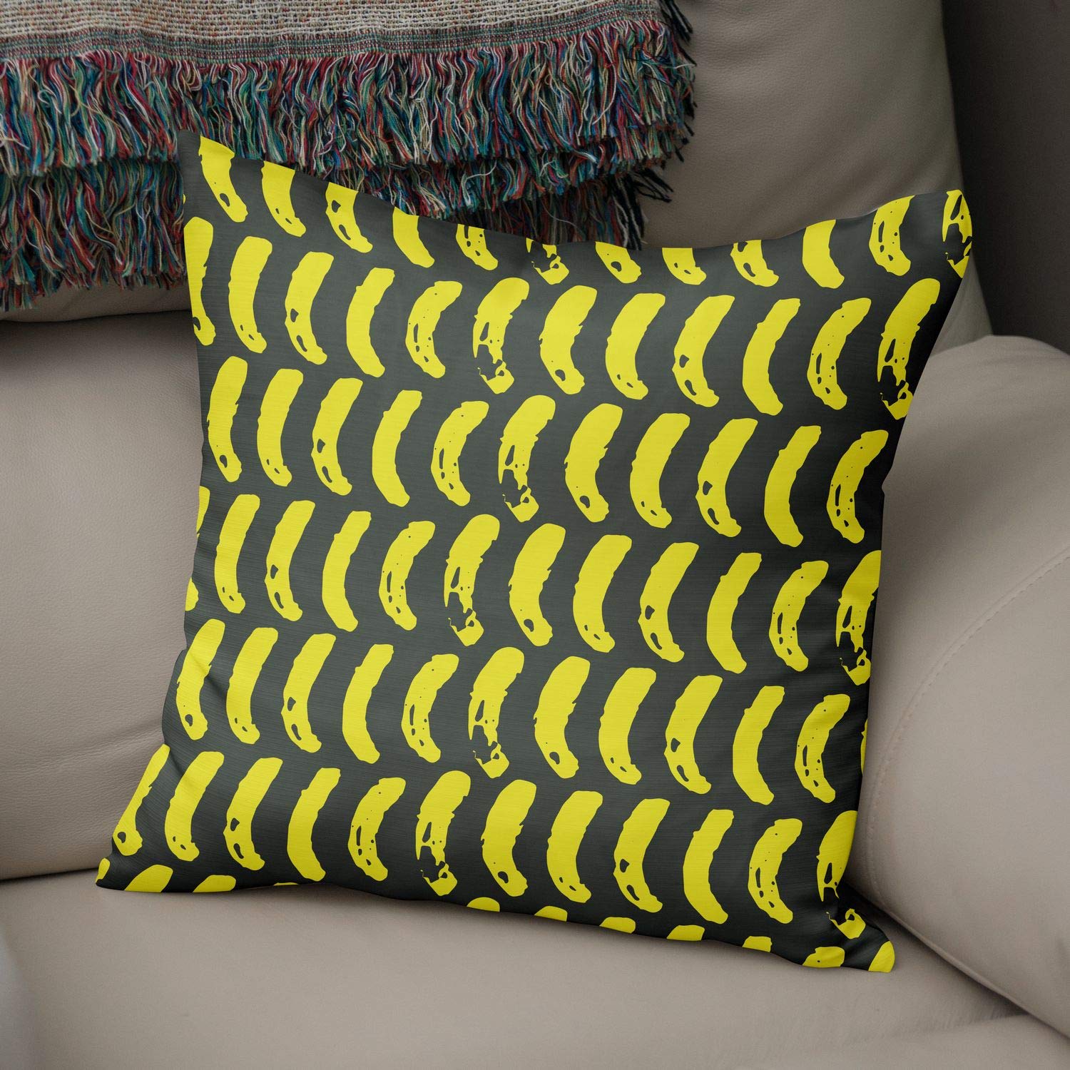 Bonamaison Decorative Cushion Cover Neon Yellow & Fume, Throw Pillow Covers, Home Decorative Pillowcases for Livingroom, Sofa, Bedroom, Size: 50x50 Cm - Designed and Manufactured in Turkey