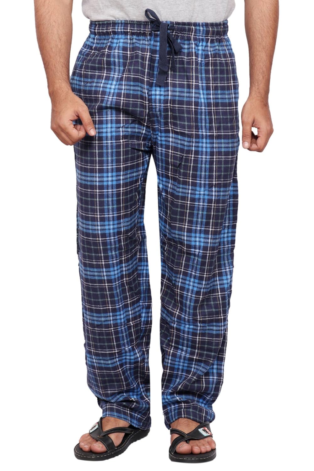 twist men's blue and navy blue checked 100% cotton pyjama sleepwear night wear with contrast & free shipping