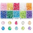 PH PandaHall 2500pcs Faceted Acrylic Beads 4mm Colorful Beads 10 Color Crystal Bicone Beads Loose Beads Assortment Craft Seed Beads for Earring Bracelet Necklace Keychain Flower Jewelry Making