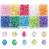 PH PandaHall 2500pcs Faceted Acrylic Beads 4mm Colorful Beads 10 Color Crystal Bicone Beads Loose Beads Assortment Craft Seed Beads for Earring Bracelet Necklace Keychain Flower Jewelry Making