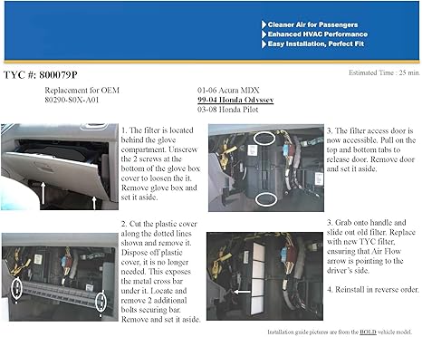 Amazon Com Tyc 800079p Honda Replacement Cabin Air Filter Automotive