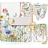 Jogjam Floral Flowers Rfid Ladies Wallet, Small Slim Thin Compact Credit Card Women Wallet, PU Leather Bifold Cash Zipper Coin Pocket ID Window for Female