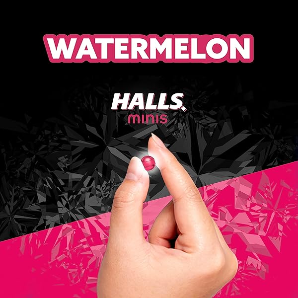 HALLS MINIS WATERMELON FLAVOR SUGAR FREE COUGH DROPS, 8 PACKS OF 24 DROPS (192 DROPS TOTAL)