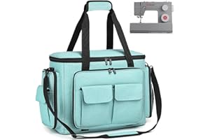 SLINRKE Sewing Machine Case with Removable Padding, Sewing Machine Carrying Bag with Shoulder Strap for Most Standard Singer, Brother, Janome (Teal)