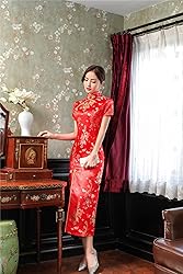 Shanghai Story Short Sleeve Long Qipao Brocade