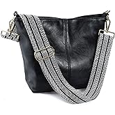 Huwzder Hobo Bags Vegan Leather Crossbody Bag Guitar Strap Shoulder Purses with Zipper Handbags for Women