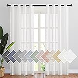 NICETOWN Semi Sheer Linen Curtains Flax Textured