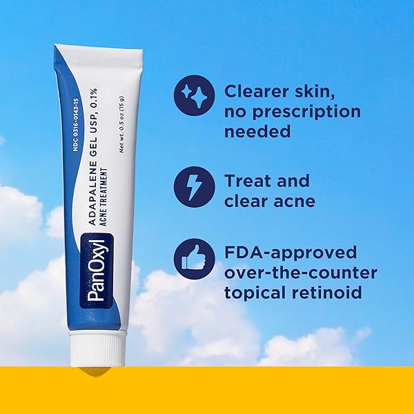PANOXYL ADAPALENE 0.1% LEAVE-ON GEL, 30 DAY SUPPLY, RETINOID GEL ACNE TREATMENT, ACNE PRONE SKIN, OIL FREE, FRAGRANCE FREE, 0.5 OZ