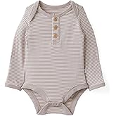 Little Sleepies Newborn Henley Bodysuit, Soft Viscose from Bamboo Long Sleeve Bodysuit for Baby Boys & Girls, Baby Clothes