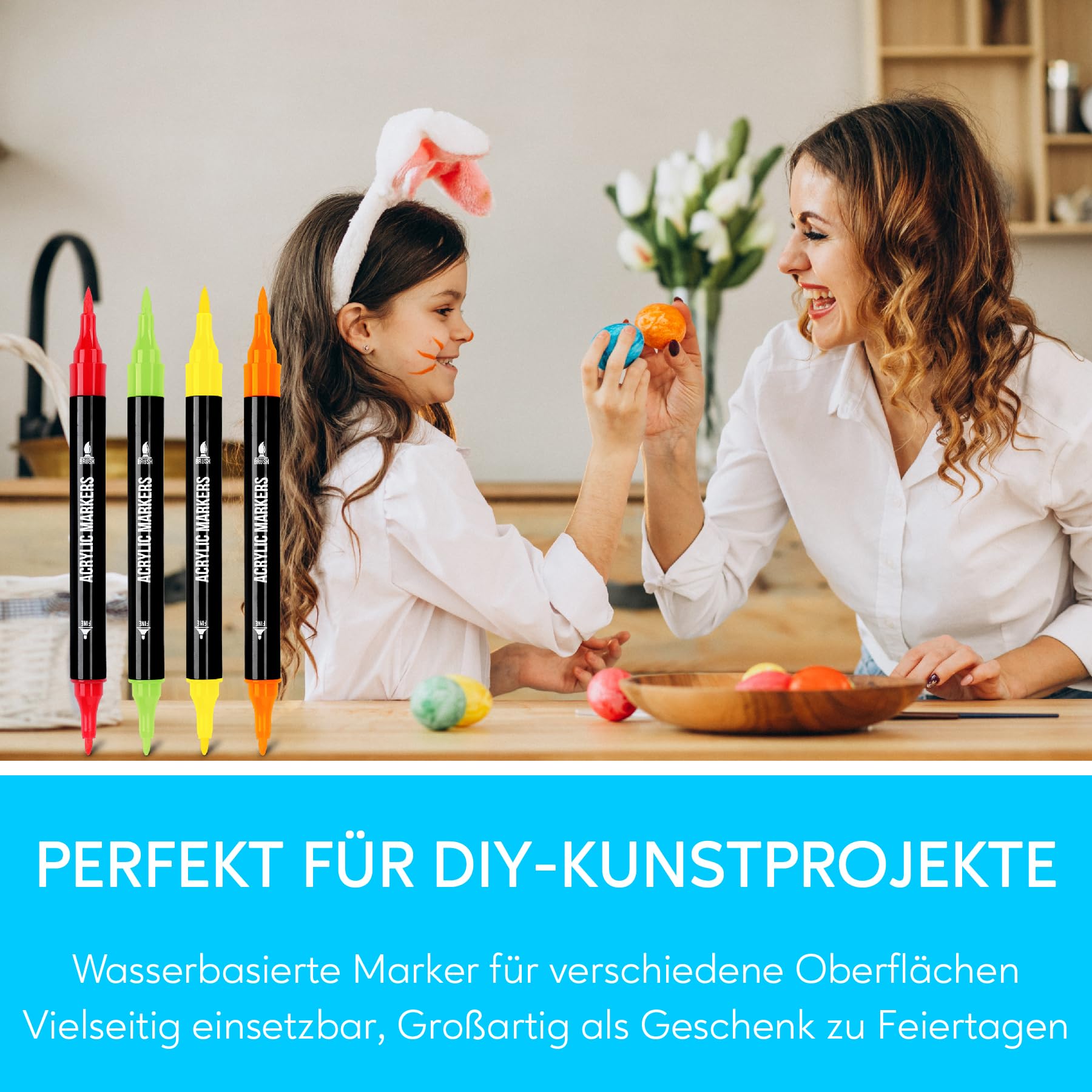 120 Farben Acrylstifte Set – Doppelseitige Spitzen, Multimarker für Steine, Holz, Stoff, Leinwand, Glas, Keramik in Stofftasche – Vielseitige Acrylfarben für Künstler & DIY Projekte 5