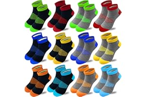 Tsmollyu Boys Socks 12 Pairs Half Cushion Low Cut Athletic Ankle Sock Kids Sock for Boys