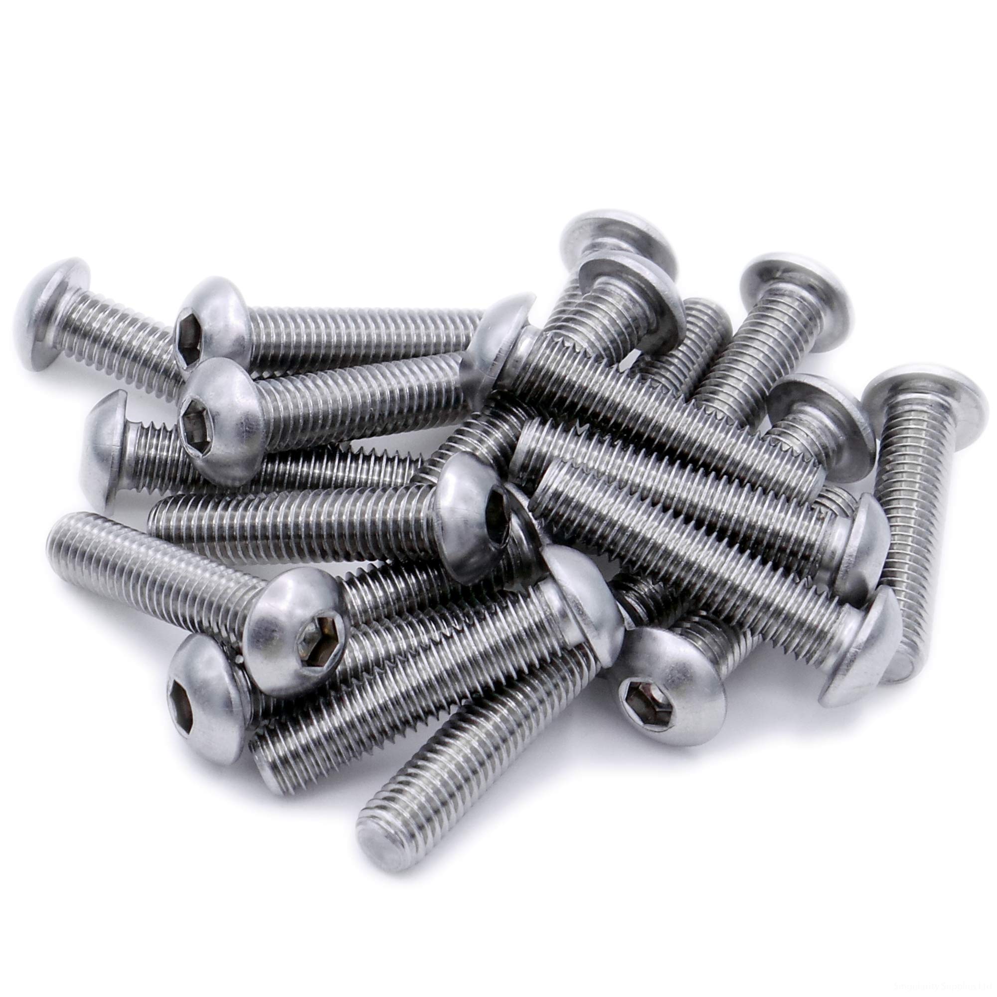 M5 (5mm x 40mm) Hex Socket Button Machine Screw (Bolt) - Stainless Steel (A2) (Pack of 20)
