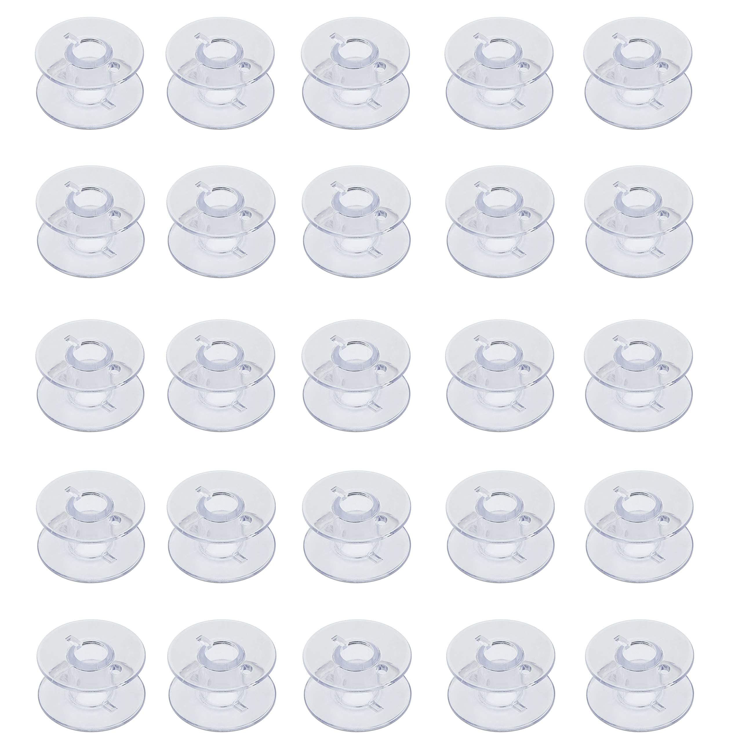 25 Plastic Sewing Machine Bobbins, Fits/Compatible with Singer, Janome, Brother, Toyota + Free Pack of German Syringes!