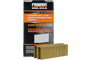 Freeman 16-Gauge 3/4" Glue Collated Construction Staples with 7/16" Crown – 2,000 Count – Galvanized Heavy-Duty 16 GA Staples for Siding, Roofing & Sheathing – CS16-34