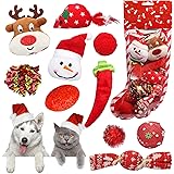 Sanlebi Christmas Cat Toys Stocking - 10 PCS Pet Cat Assorted Toys with Crinkle Ball Mice X-mas Gift Set for Kitten Kitty