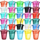 Sieral Cups with Straws and Lids Kids Tumbler with Straw Reusable Water Bottle Iced Coffee Travel Mug Adults Plastic Cups for Parties 16 oz(Modern Colors,30 Pack)