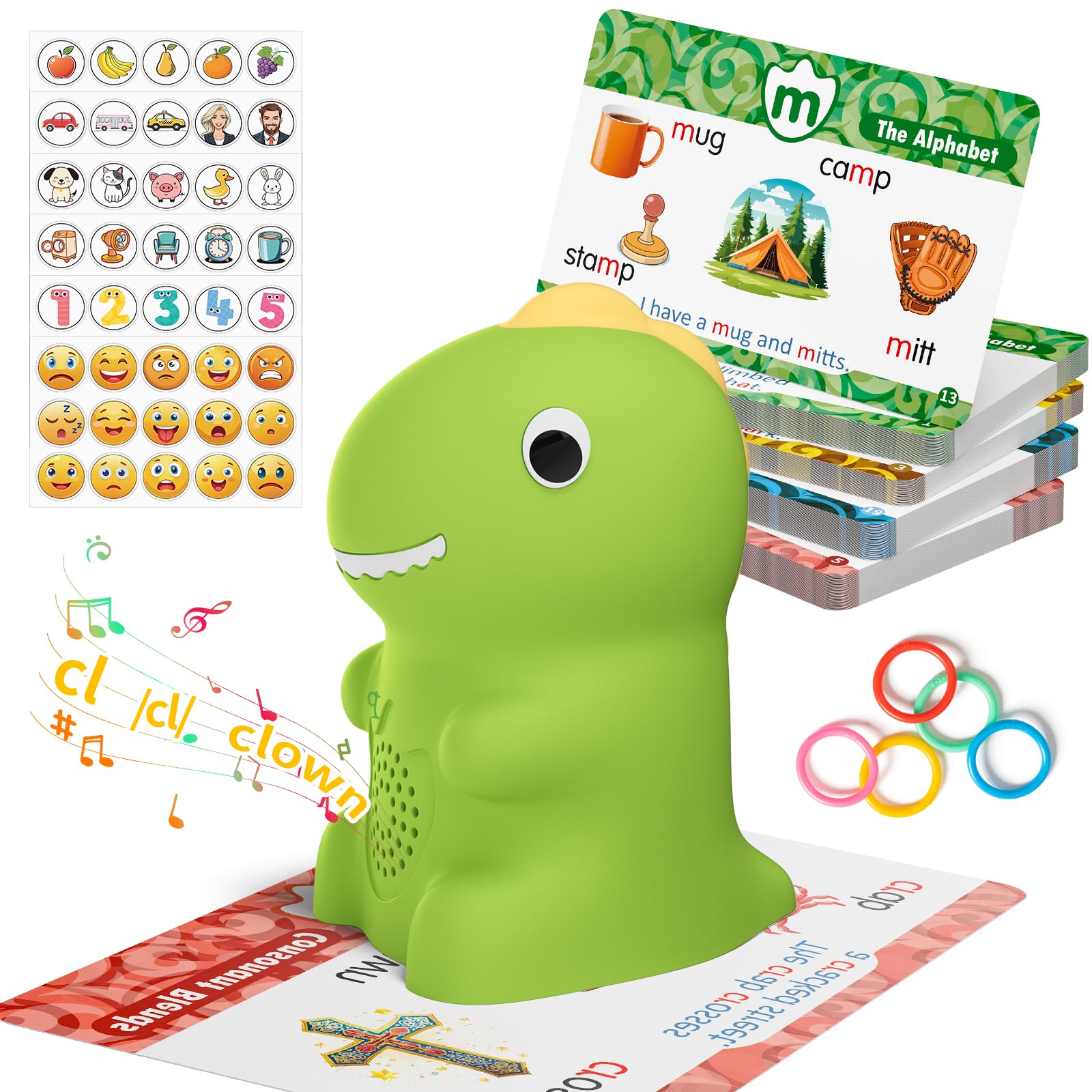 Photo 1 of Interactive Dinosaur Talking Pen for Kids – Montessori Reading Toy with Phonics Flash Cards for Toddlers Ages 1-6, Speech Therapy & Autism Sensory Gift (Green, Phonics)