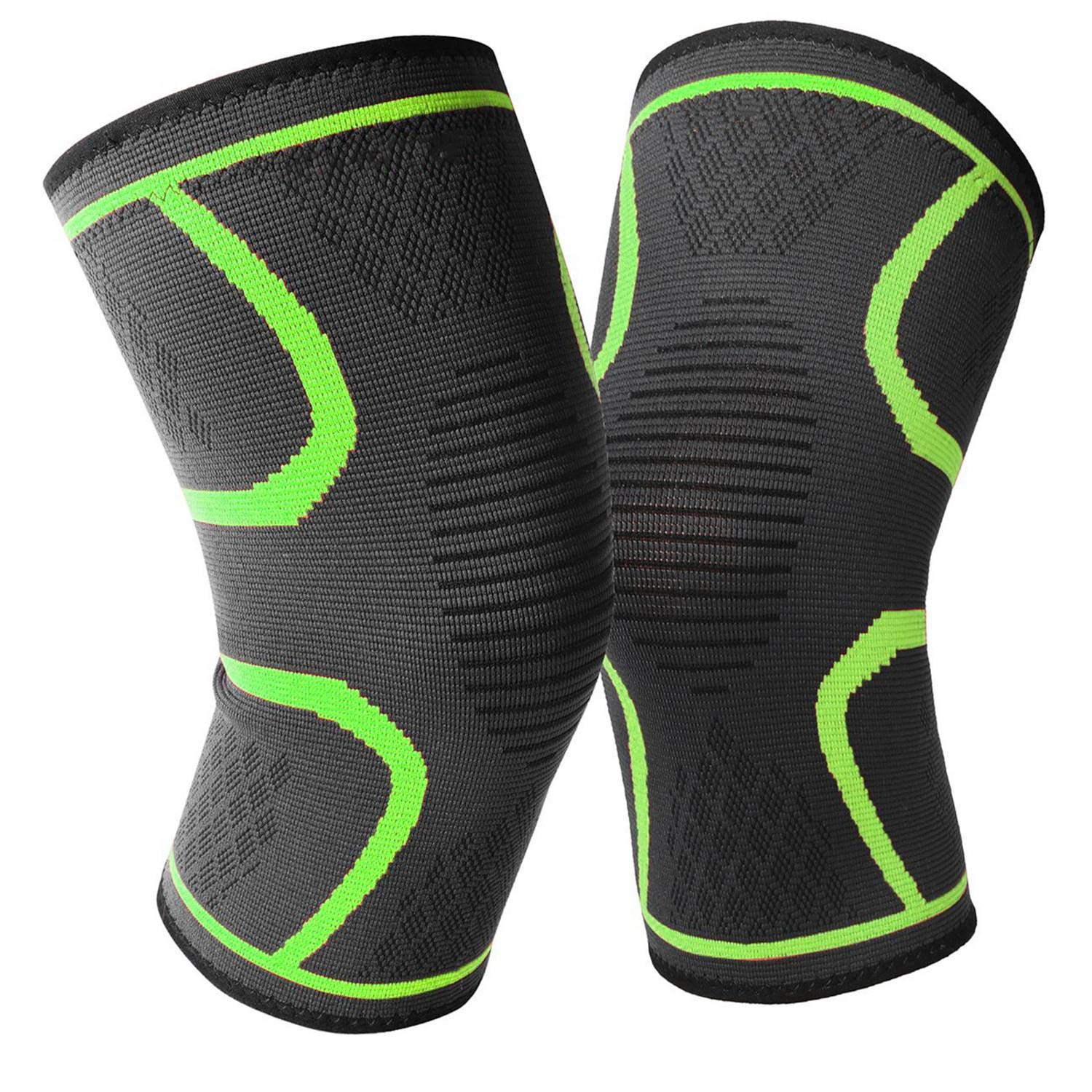 1 Piece Knee Brace Support Compression Sleeve Wraps Pads Knee Protector for Men & Women For Running Fitness Green - XL