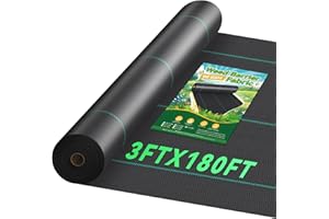 Domusensus 3ftx180ft Landscape Fabric, Weed Barrier Fabric Heavy Duty 3.2oz, Woven Geotextile Weed Blocker Landscaping Fabric, Ground Cover Weed Control Mat, Commercial Weed Cloth Garden Bed Liner