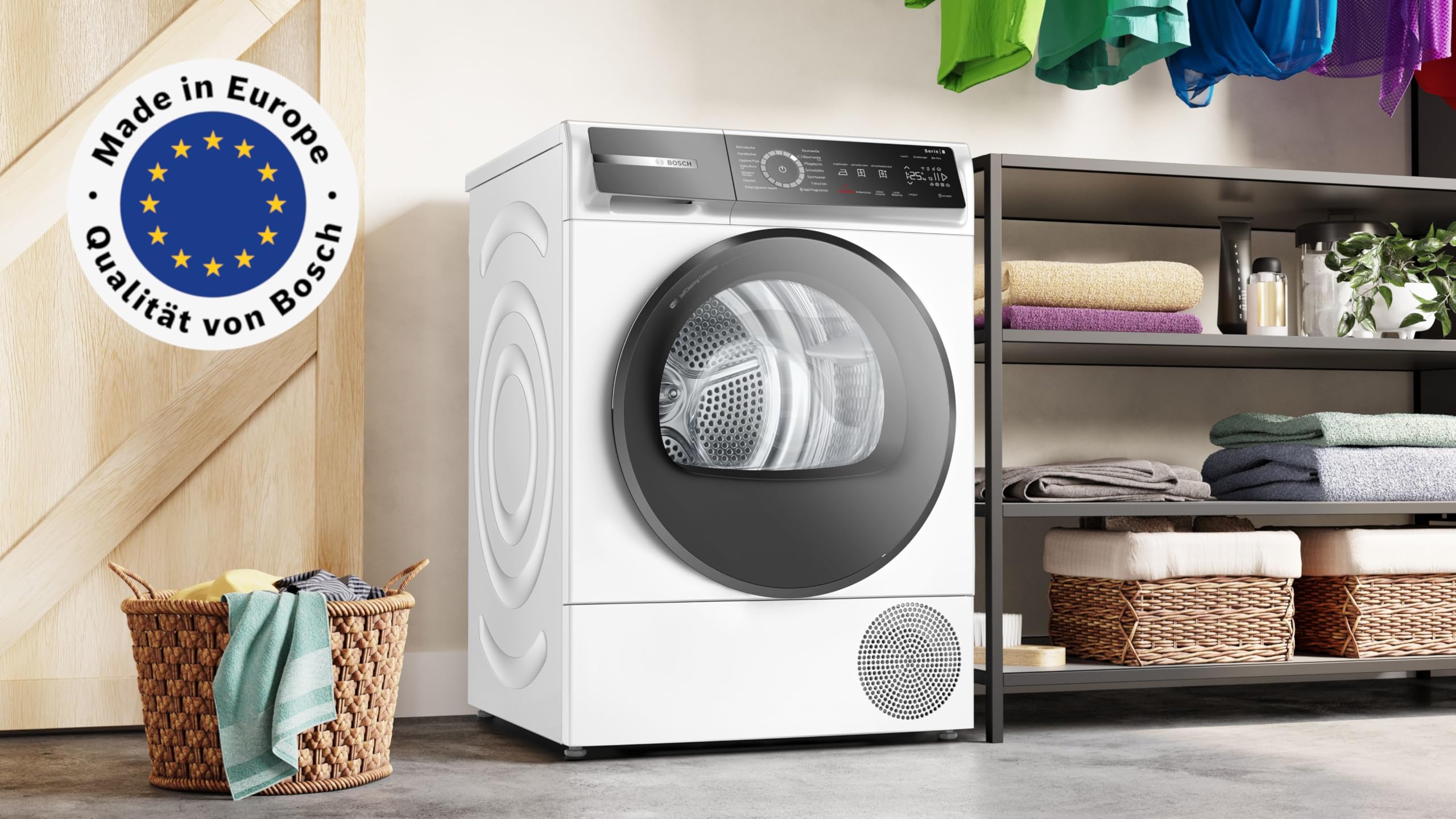 Bosch WQB245B40, Stiftung Warentest GUT (2,5)*, Serie 8 Smarter Wärmepumpentrockner 9 kg, AutoDry Sensorgesteuerte Trocknung, SmartDry Programmautomatik, LED-Display, Selbstreinigender Kondensator 3