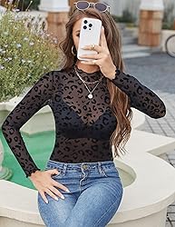 Zeagoo Womens Mesh Long Sleeve Tops Sexy Going Out