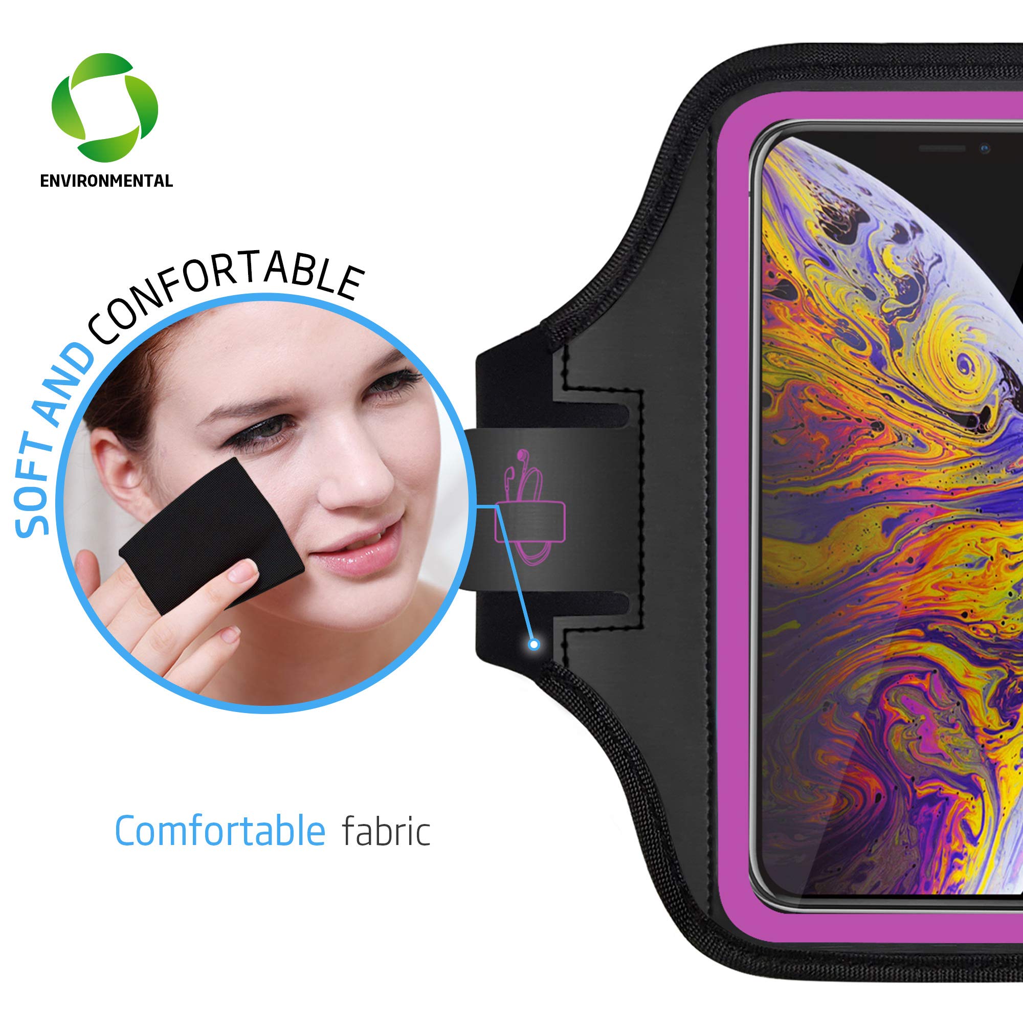 LOVPHONE Armband for iPhone iPhone Xs Max, Waterproof Sport Outdoor Gym Running Key Holder Card Slot Phone Case Bag Armband (Pink)