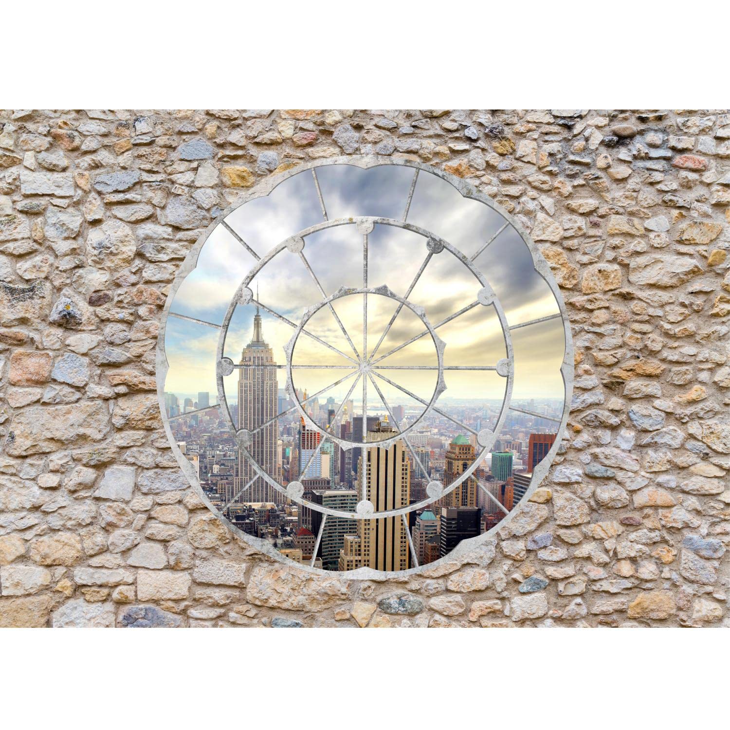 Runa Art Photo Wallpaper New York Window Modern Non-Woven Living Room Bedroom Wall Decoration - Made in Germany - Brown Beige 9056010a