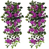 Artificial Hanging Plants Flowers Bougainvillea, UV Resistant Fake Plastic Faux Flower Fabric Vine for Indoor Outdoor Garden Porch Eave Wedding Wall Décor