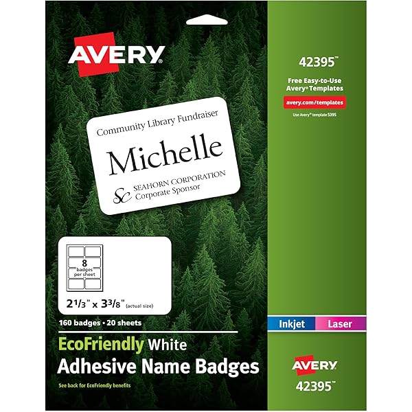 Amazon.com: Avery 48395 Ecofriendly Adhesive Name Badge ...