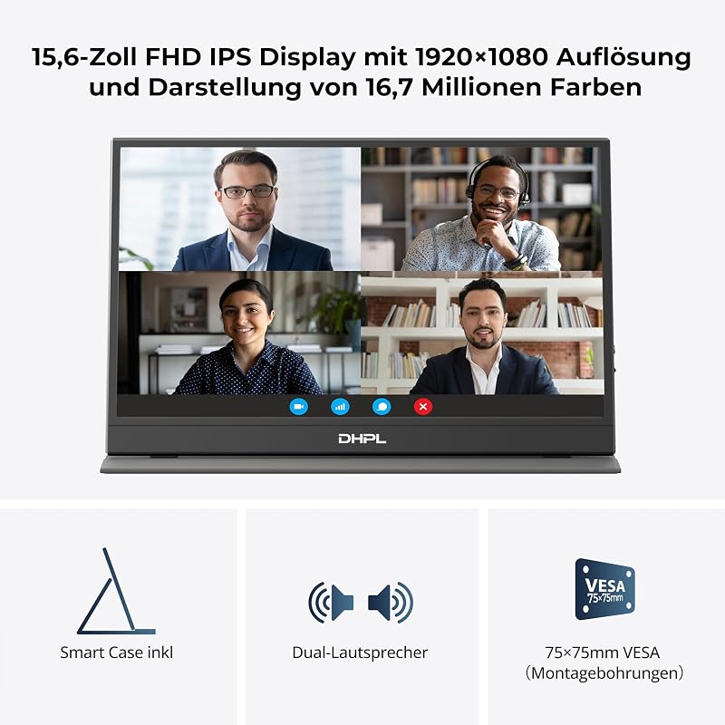 15,6 Zoll Portable Monitor/Tragbarer Monitor, IPS FHD 1080P 60Hz
