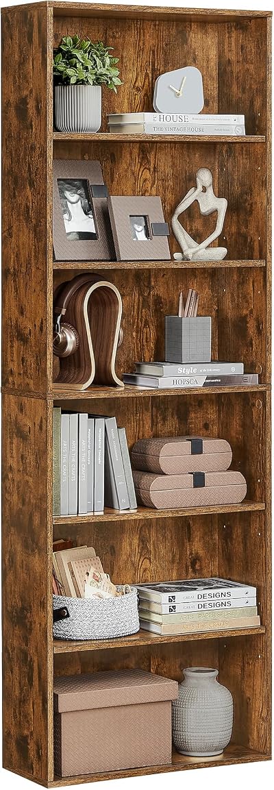 VASAGLE 6-Tier Bookcase Open Shelf 24 x 60 x 178.5 cm Rustic Brown LBC169K01