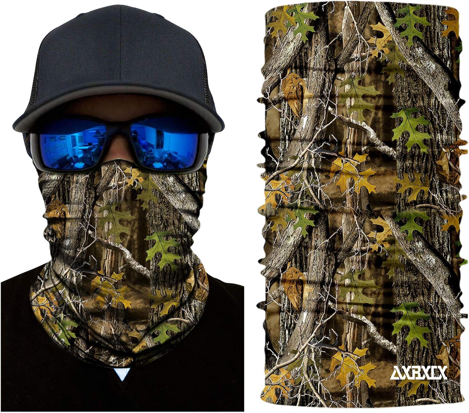 AXBXCX 2 Pack - Camouflage Print Seamless Neck Gaiter Bandana Face Mask Headband Headwear Scarf for Fishing Hiking Hunting Cycling Motorcycle Riding Skiing Outdoor Sport 065: Clothing