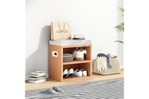 SOOHOW Small Shoe Bench for Entryway Shoe Bench with Cushion Shoe Bench with Storage and Seating,Small Bench Seat Entryway Shoe Rack with Bench,Small Shoe Bench Entryway Shoe Bench Small Oak