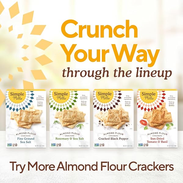 SIMPLE MILLS FARMHOUSE CHEDDAR ALMOND FLOUR CRACKERS, GLUTEN FREE CRACKERS MADE WITH REAL CHEESE AND WHOLESOME BLEND OF ALMONDS, SUNFLOWER SEEDS, AND FLAXSEEDS, FAMILY SIZE, 1 PACK, 7 OZ