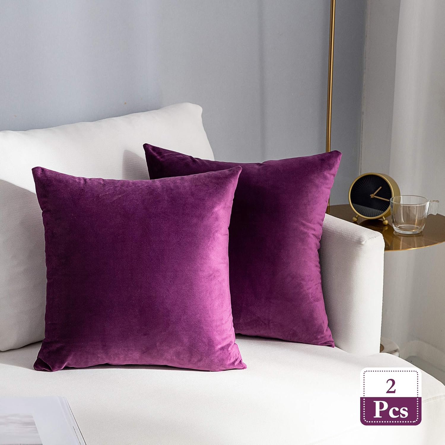 Stellhome Super Soft Square Velvet Throw Pillow Covers for