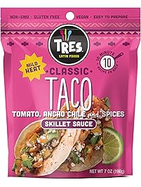 Tres Latin Foods Vegan Non-GMO Skillet Sauce, Classic Taco, 6 Count