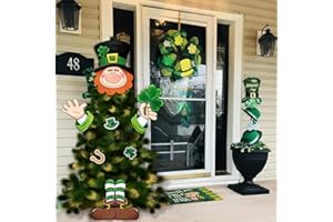 Auirre St Patricks Day Leprechaun Christmas Tree Topper Head Arms and Legs, Luck Shamrock Clover Decorative Tree Ornaments Decor, Irish Holiday Indoor Home Decorations Party Supplies