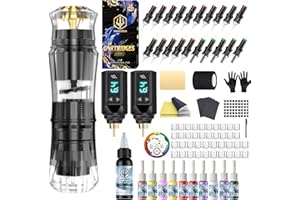 POSEIDON Tattoo Pen Set, Cordless Tattoo Gun Kit Tattoo Kit with 2Pcs Battery and 20 Pcs Tattoo Cartridge Needles, Complete Tattoo Machine kit Tattoo Supplies for Beginners