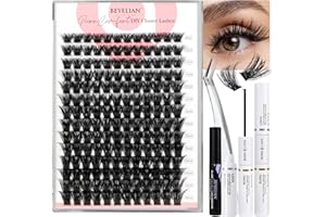 BEYELIAN Lash Extension Kit 168 Pcs Lash Clusters D Curl 10-16mm Lash Clusters Kit with Lash Bond and Seal and Remover Dense Look DIY Lash Kit Easy to Apply at Home (56D,Black)